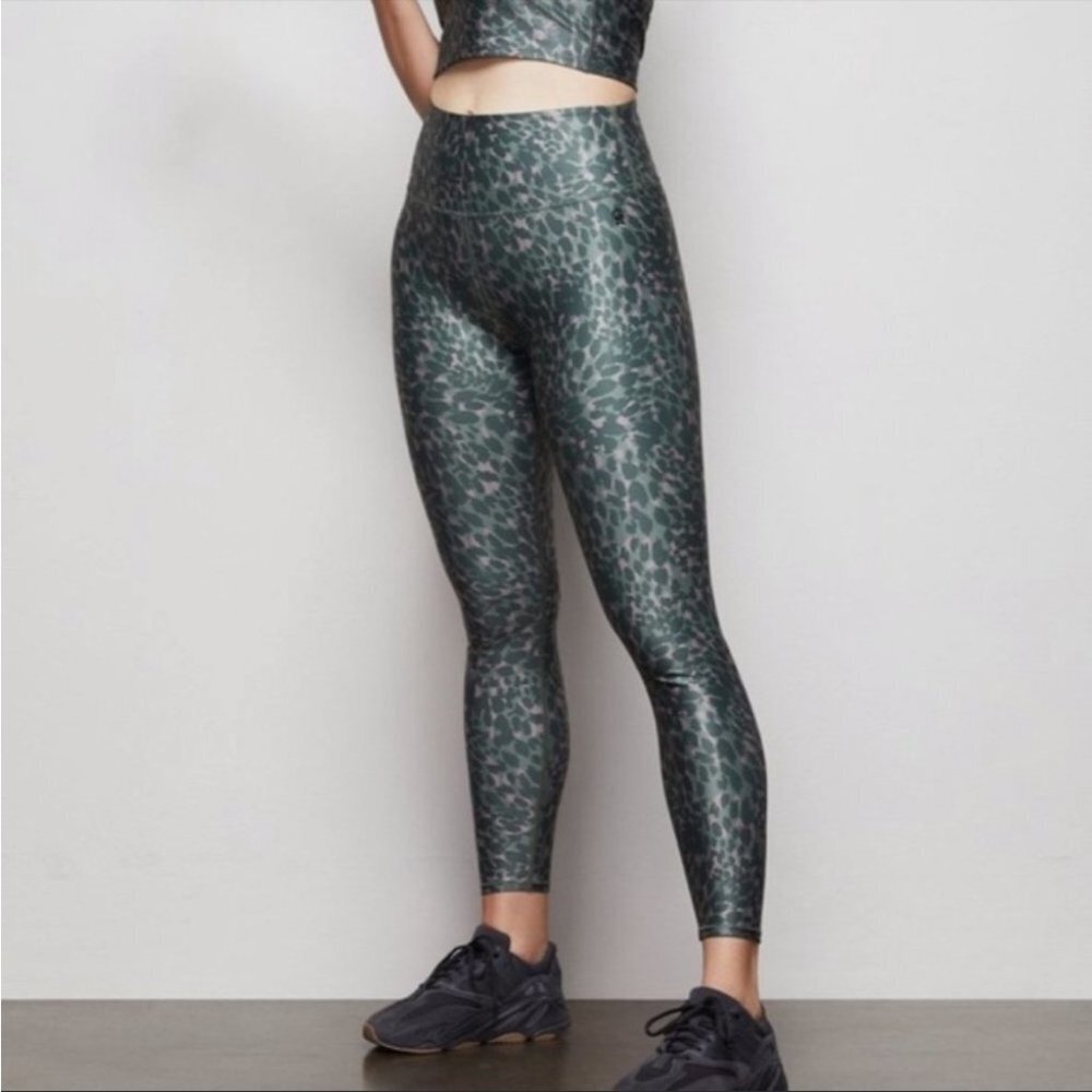 NWT  Good American The Ferocious Legging Green Pink Leopard Print Athletic XS